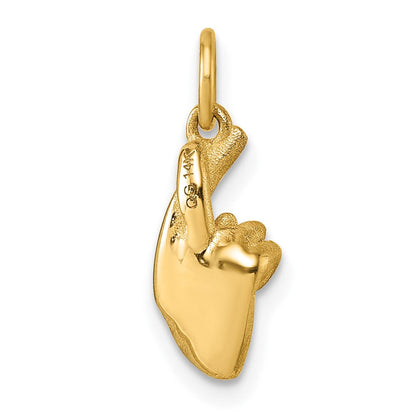 14K Gelbgold Poliert Fingers Crossed Hand Anhänger