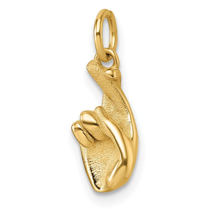 14K Gelbgold Poliert Fingers Crossed Hand Anhänger