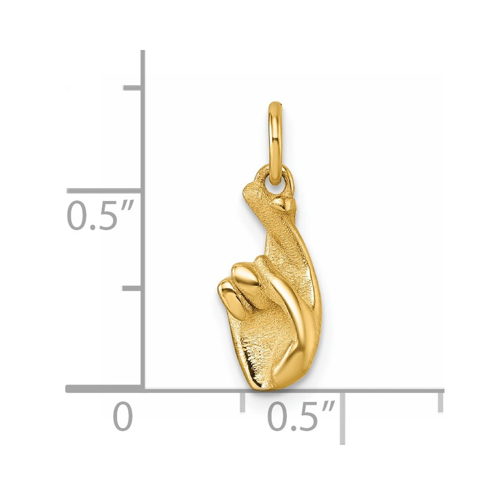 14K Gelbgold Poliert Fingers Crossed Hand Anhänger