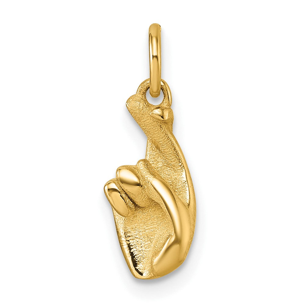 14K Gelbgold Poliert Fingers Crossed Hand Anhänger