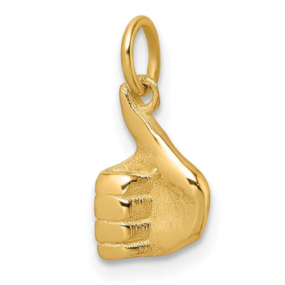 14K Gelbgold Poliert Thumbs Up Hand Anhänger