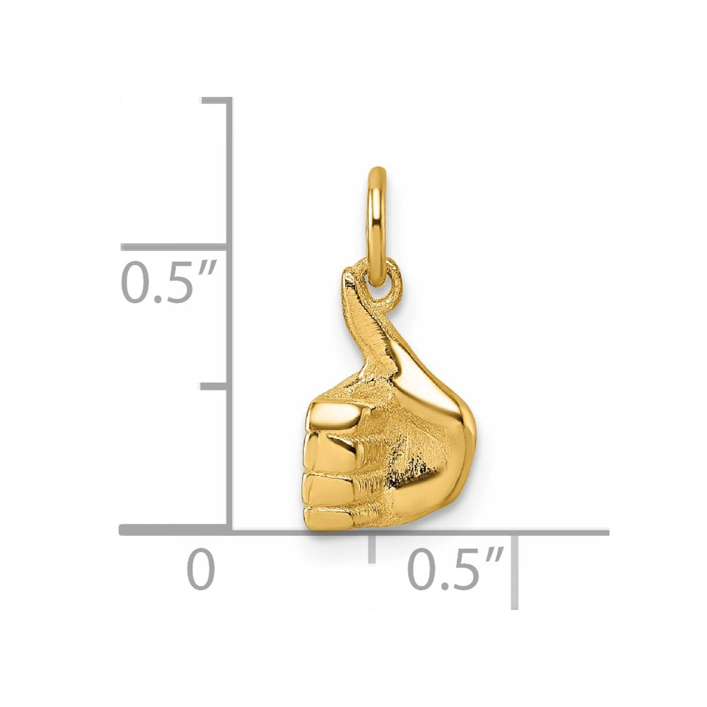 14K Gelbgold Poliert Thumbs Up Hand Anhänger
