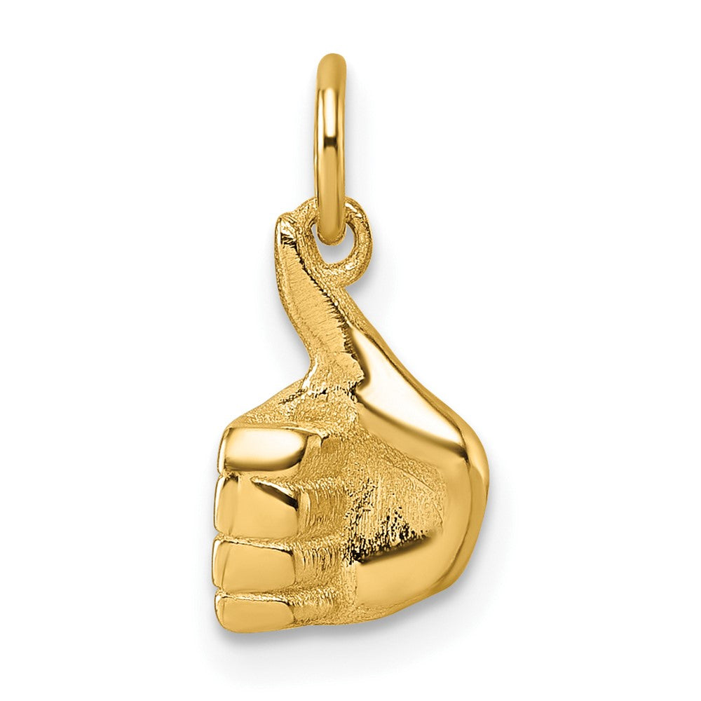 14K Gelbgold Poliert Thumbs Up Hand Anhänger