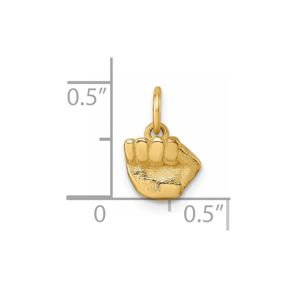 14K Gelbgold Poliert Fist Hand Anhänger
