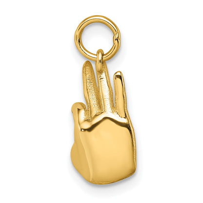 14K Gelbgold Poliert Ok Hand Anhänger