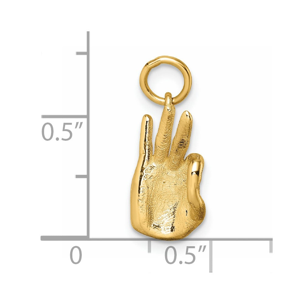 14K Gelbgold Poliert Ok Hand Anhänger