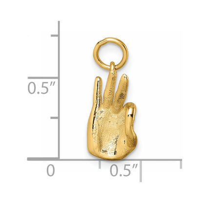 14K Gelbgold Poliert Ok Hand Anhänger