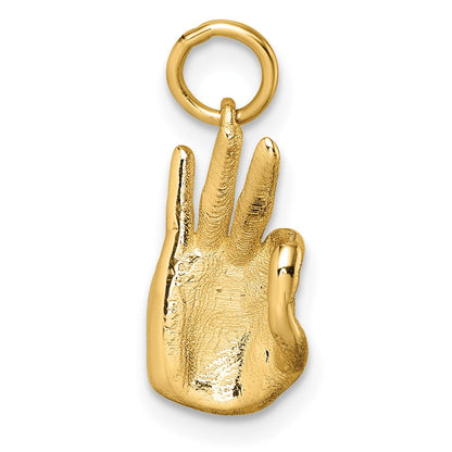 14K Gelbgold Poliert Ok Hand Anhänger