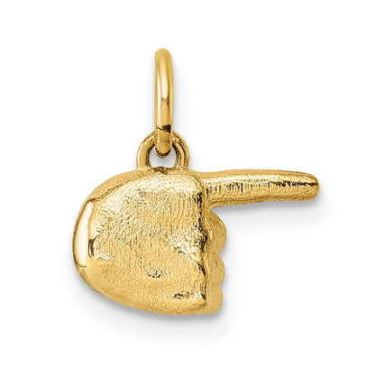 14K Gelbgold Poliert 1-finger Point Hand Anhänger