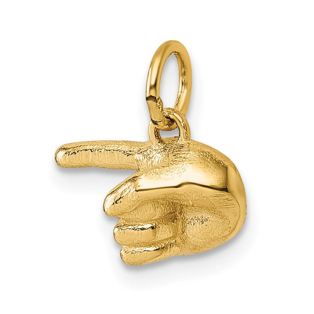 14K Gelbgold Poliert 1-finger Point Hand Anhänger