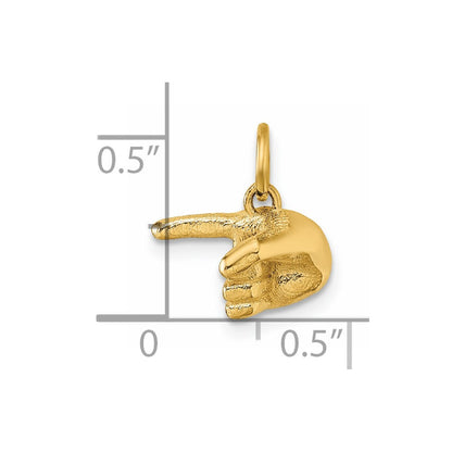 14K Gelbgold Poliert 1-finger Point Hand Anhänger