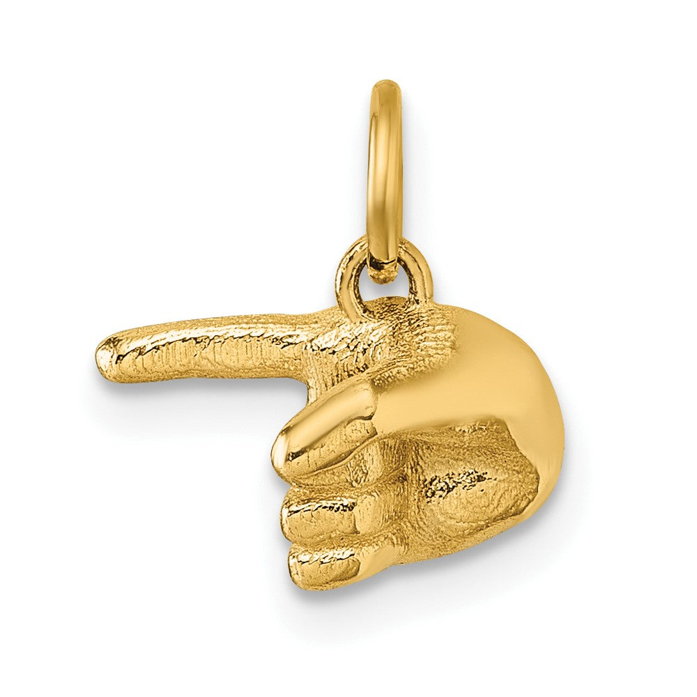 14K Gelbgold Poliert 1-finger Point Hand Anhänger