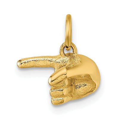 14K Gelbgold Poliert 1-finger Point Hand Anhänger