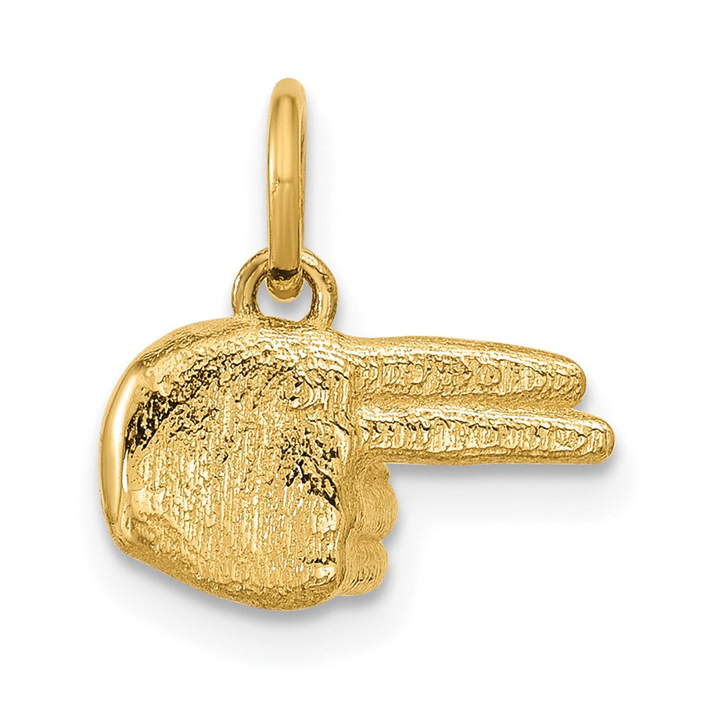 14K Gelbgold Poliert 2-finger Point Hand Anhänger