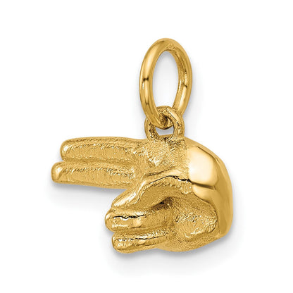 14K Gelbgold Poliert 2-finger Point Hand Anhänger