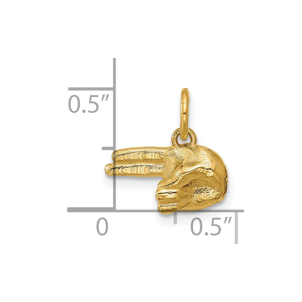 14K Gelbgold Poliert 2-finger Point Hand Anhänger