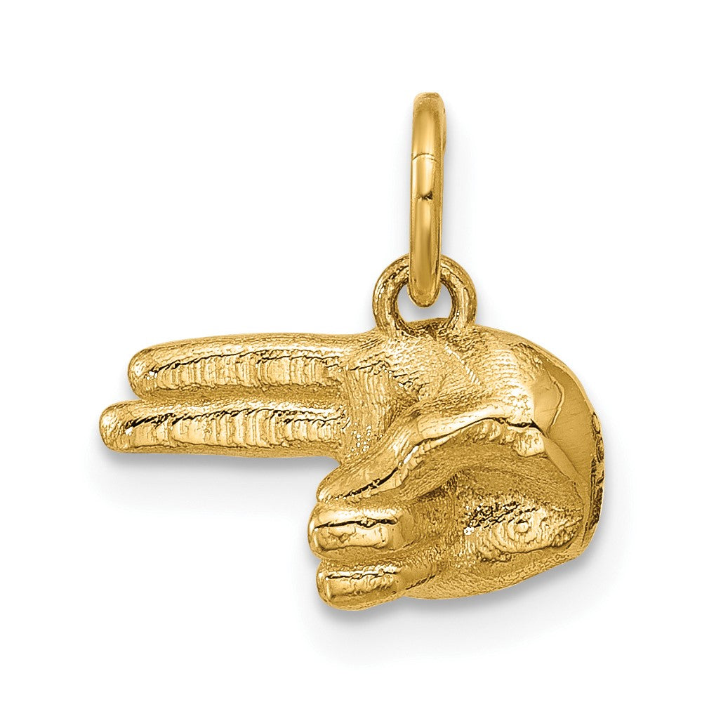 14K Gelbgold Poliert 2-finger Point Hand Anhänger