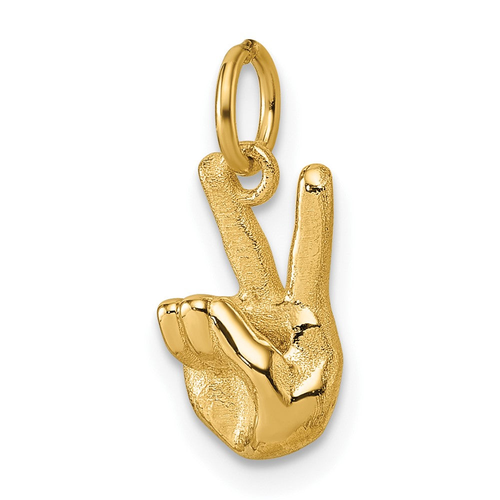 14K Gelbgold Poliert Frieden Hand Anhänger