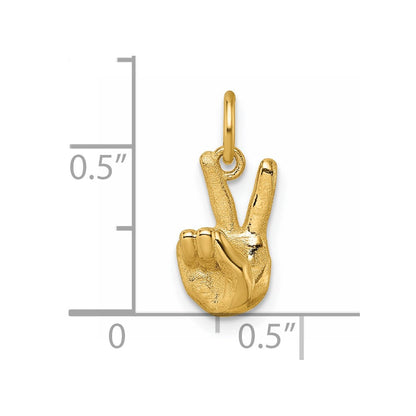 14K Gelbgold Poliert Frieden Hand Anhänger