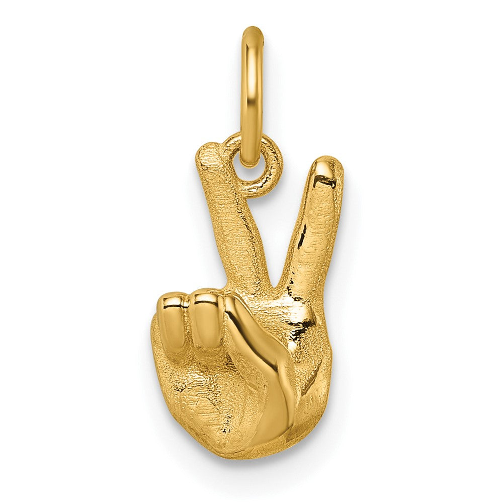 14K Gelbgold Poliert Frieden Hand Anhänger