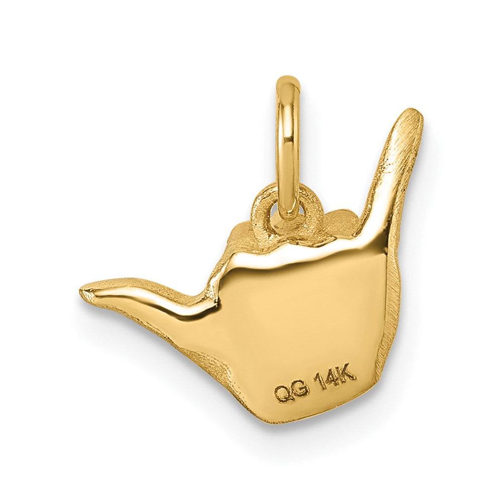 14K Gelbgold Poliert Shaka Hang Loose Hand Anhänger
