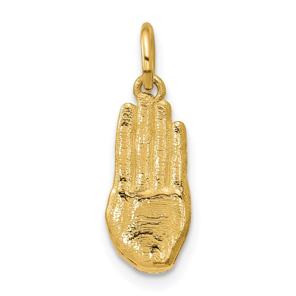 14K Gelbgold American Zeichen Language Alphabet Fingerspelling Zeichen B Anhänger