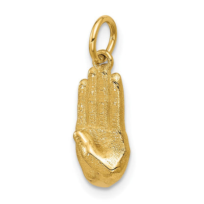 14K Gelbgold American Zeichen Language Alphabet Fingerspelling Zeichen B Anhänger