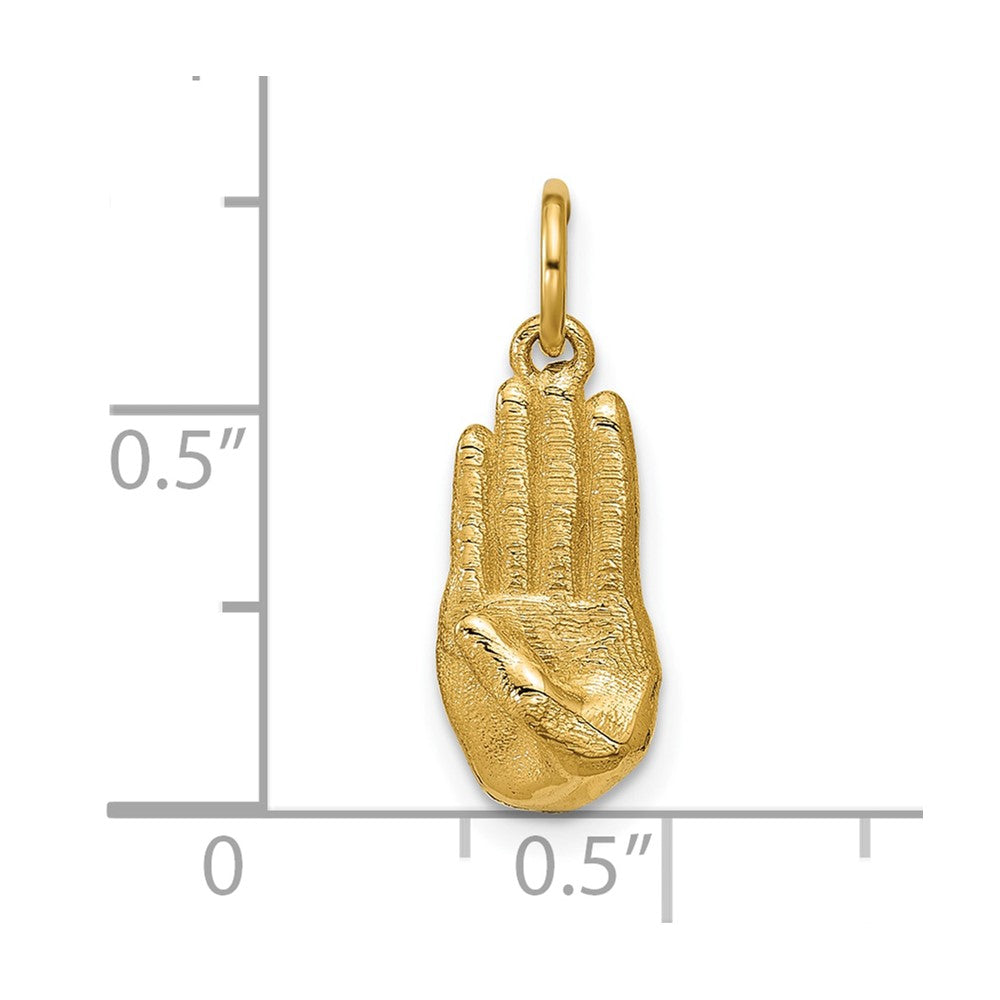 14K Gelbgold American Zeichen Language Alphabet Fingerspelling Zeichen B Anhänger