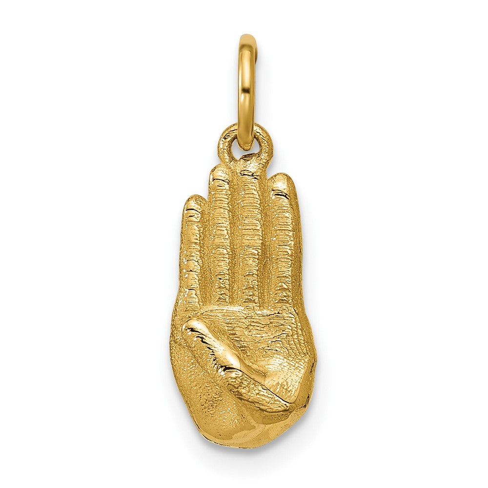 14K Gelbgold American Zeichen Language Alphabet Fingerspelling Zeichen B Anhänger