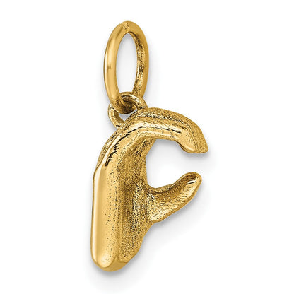 14K Gelbgold American Zeichen Language Alphabet Fingerspelling Zeichen C Anhänger
