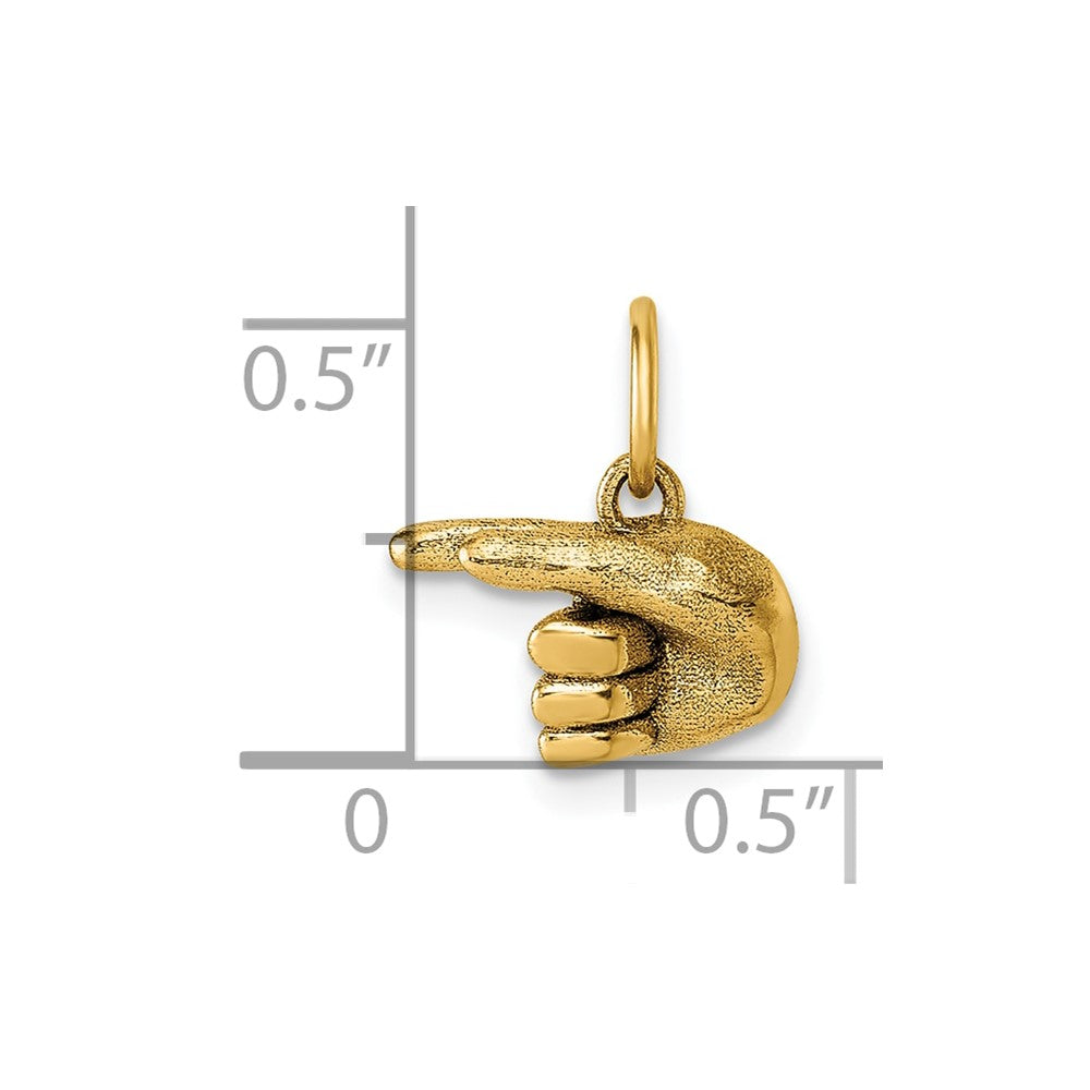 14K Gelbgold American Zeichen Language Alphabet Fingerspelling Zeichen G Anhänger