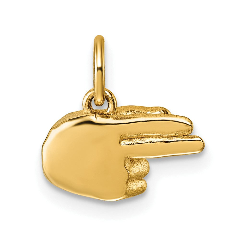 14K Gelbgold American Zeichen Language Alphabet Fingerspelling Zeichen H Anhänger