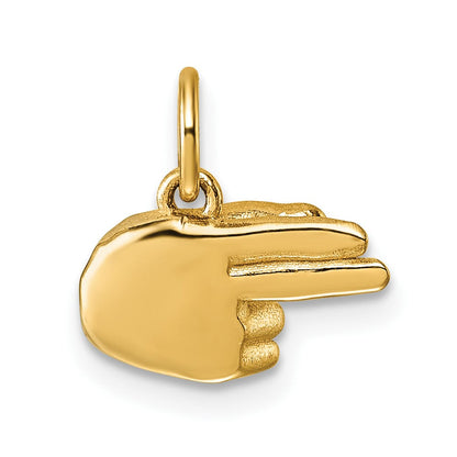 14K Gelbgold American Zeichen Language Alphabet Fingerspelling Zeichen H Anhänger