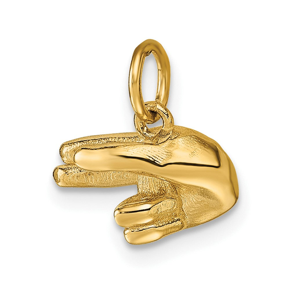 14K Gelbgold American Zeichen Language Alphabet Fingerspelling Zeichen H Anhänger
