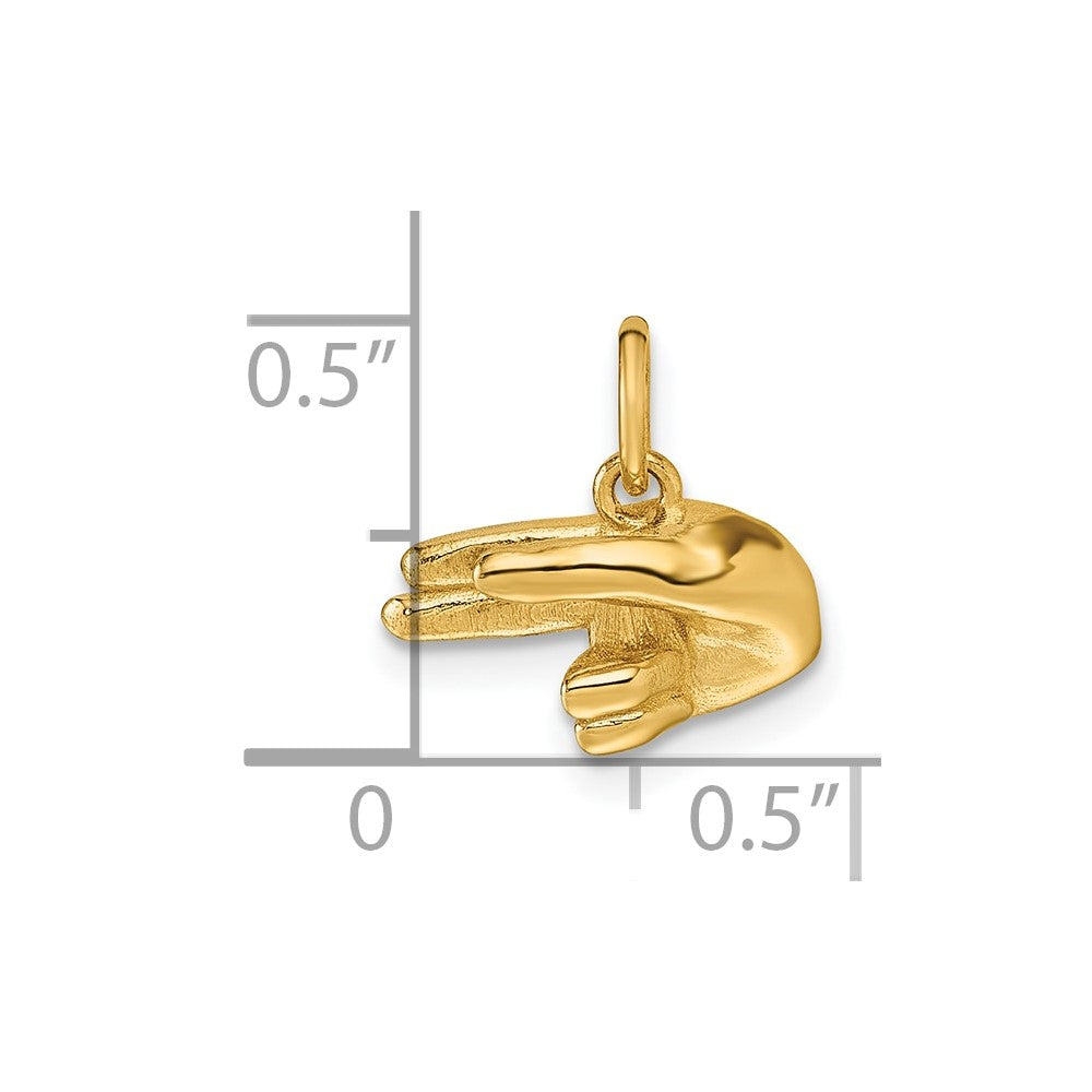 14K Gelbgold American Zeichen Language Alphabet Fingerspelling Zeichen H Anhänger