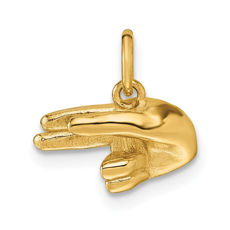 14K Gelbgold American Zeichen Language Alphabet Fingerspelling Zeichen H Anhänger