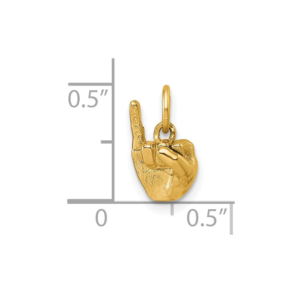 14K Gelbgold American Zeichen Language Alphabet Fingerspelling Zeichen I Anhänger