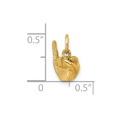 14K Gelbgold American Zeichen Language Alphabet Fingerspelling Zeichen I Anhänger