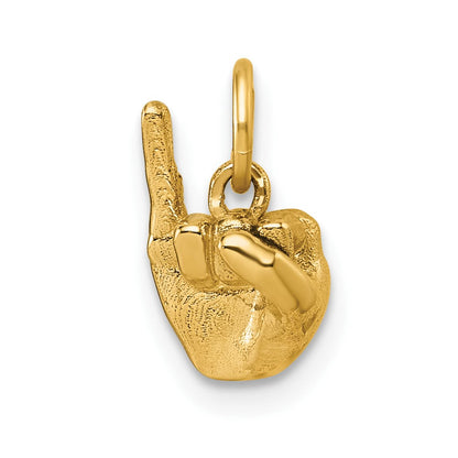 14K Gelbgold American Zeichen Language Alphabet Fingerspelling Zeichen I Anhänger