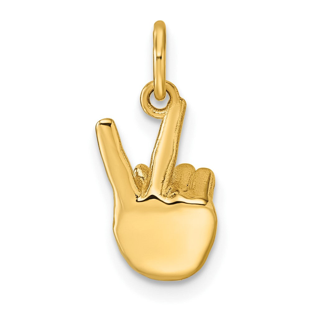 14K Gelbgold American Zeichen Language Alphabet Fingerspelling Zeichen K Anhänger