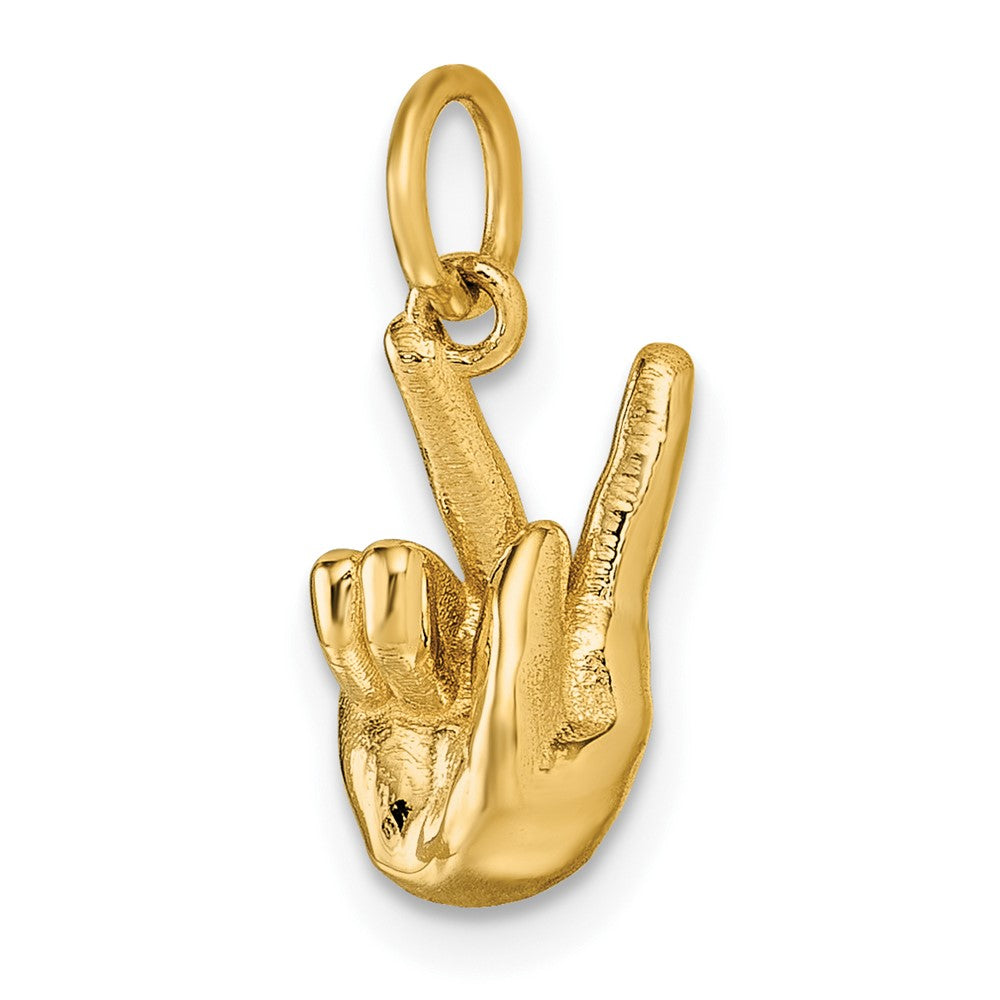 14K Gelbgold American Zeichen Language Alphabet Fingerspelling Zeichen K Anhänger