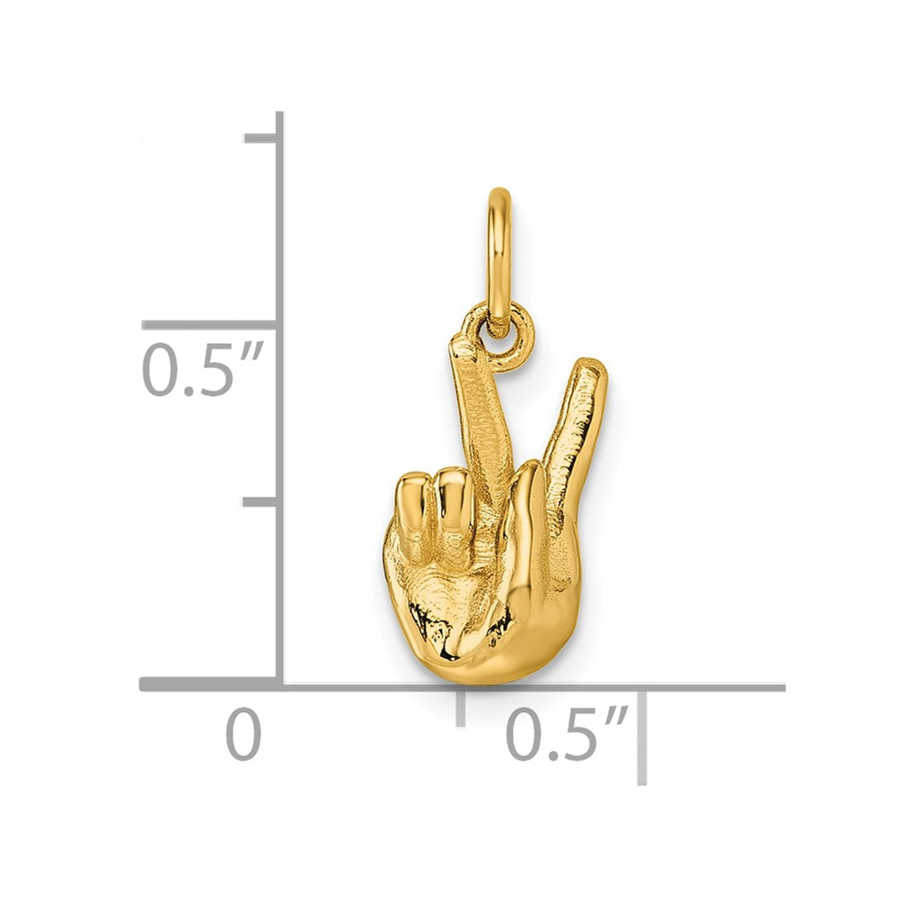 14K Gelbgold American Zeichen Language Alphabet Fingerspelling Zeichen K Anhänger