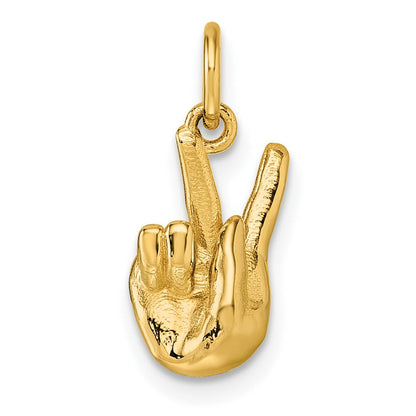 14K Gelbgold American Zeichen Language Alphabet Fingerspelling Zeichen K Anhänger