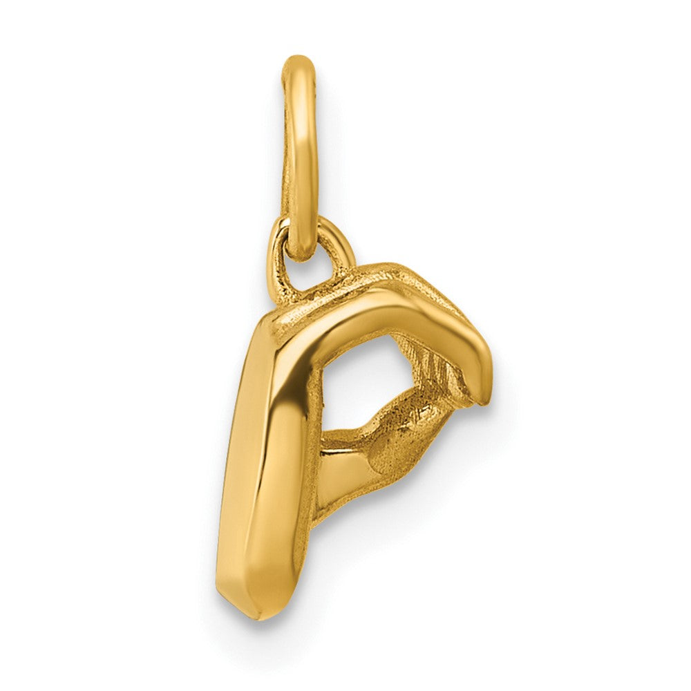 14K Gelbgold American Zeichen Language Alphabet Fingerspelling Zeichen O Anhänger