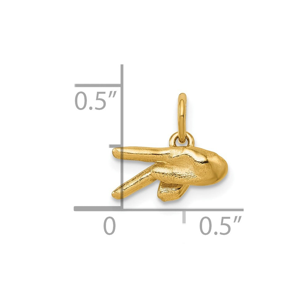 14K Gelbgold American Zeichen Language Alphabet Fingerspelling Zeichen P Anhänger