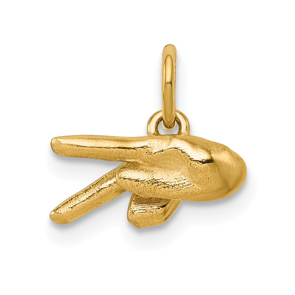 14K Gelbgold American Zeichen Language Alphabet Fingerspelling Zeichen P Anhänger