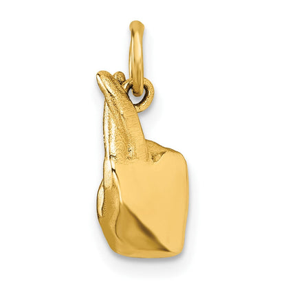 14K Gelbgold American Zeichen Language Alphabet Fingerspelling Zeichen R Anhänger