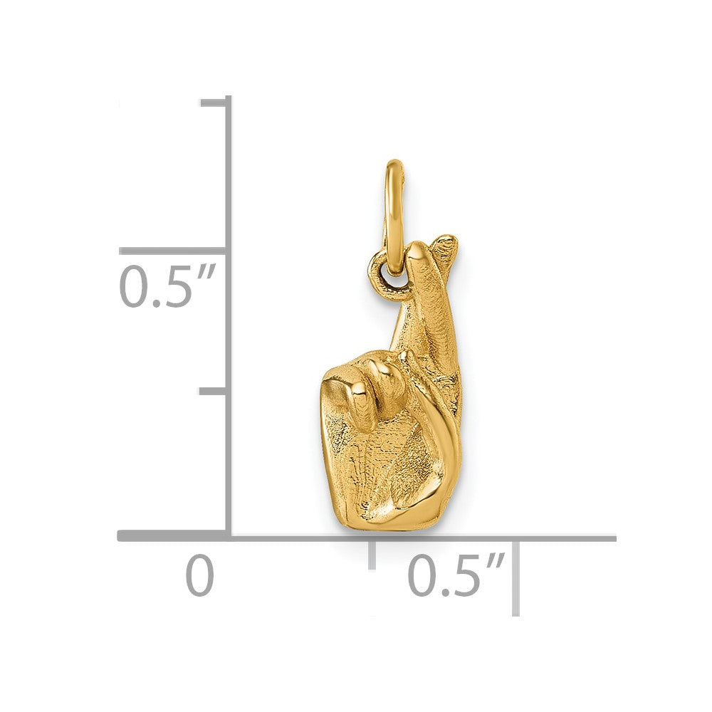 14K Gelbgold American Zeichen Language Alphabet Fingerspelling Zeichen R Anhänger