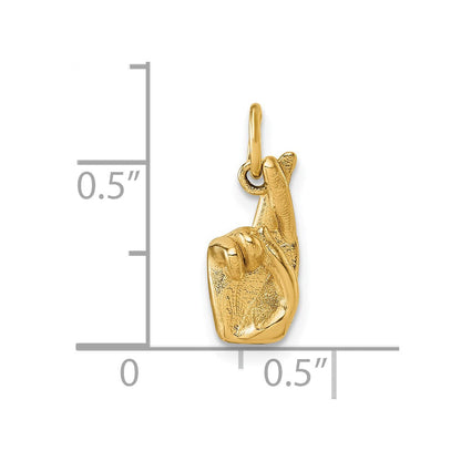 14K Gelbgold American Zeichen Language Alphabet Fingerspelling Zeichen R Anhänger