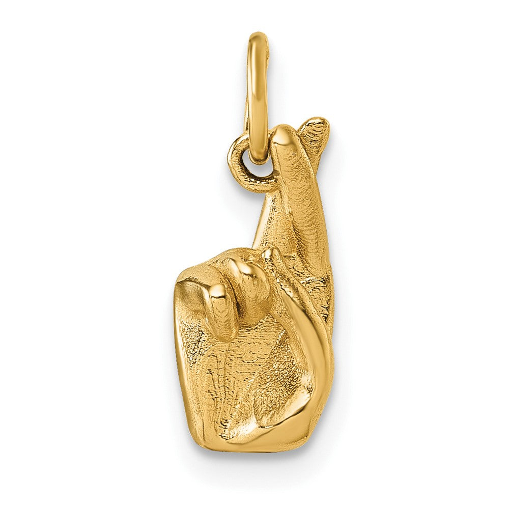 14K Gelbgold American Zeichen Language Alphabet Fingerspelling Zeichen R Anhänger